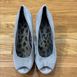 Express Taupe Peep Toe Wedges